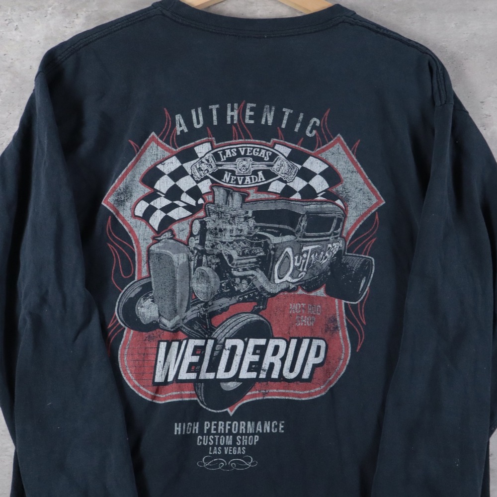 modern gildan long sleeve shirt faded black hot rod graphic mens l‎